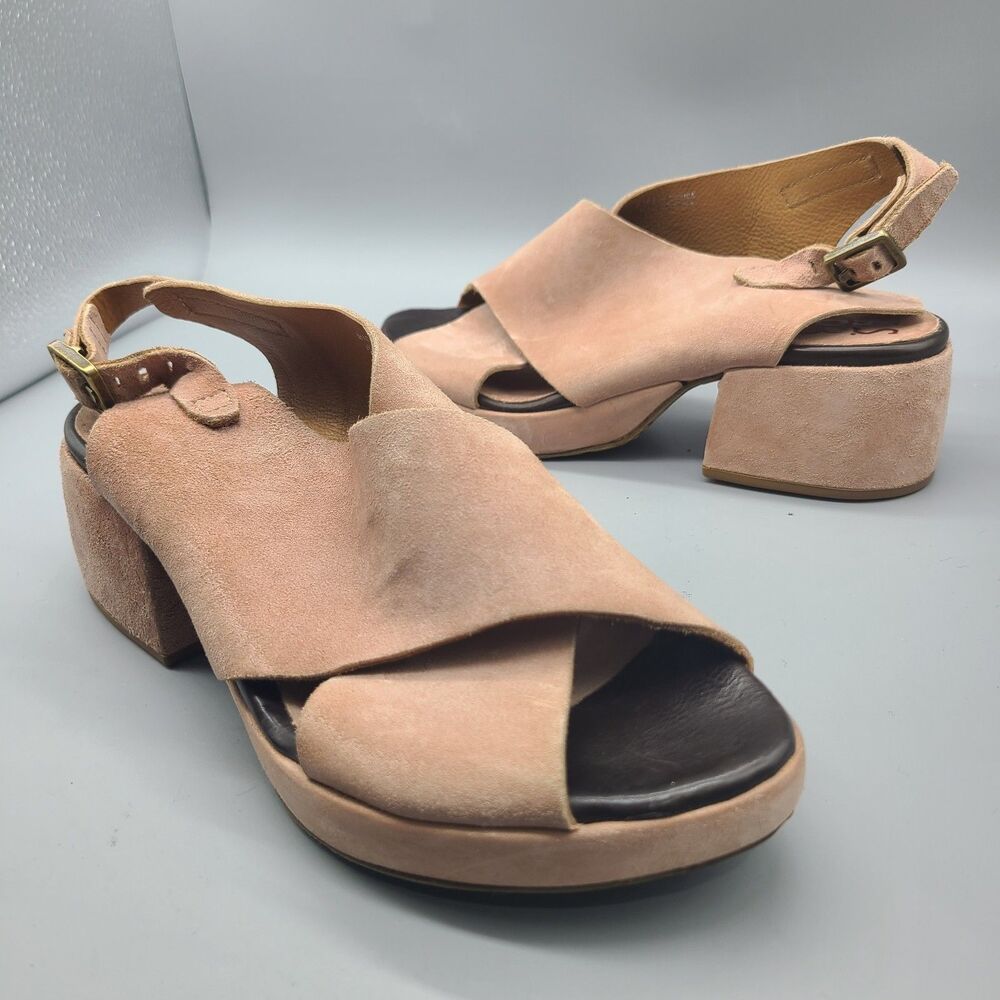 A.S. 98 'Callen' Sandals Suede Blush Pink Heel Platform Slingback Sz. 7.5-8 New